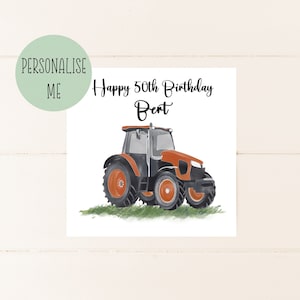 Happy Birthday card, Personalised, Farmer, Tractor,30TH 40TH 50TH 60TH 65TH 70TH tractor birthday, card for him for male