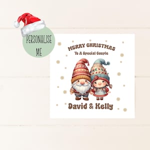 Christmas Gnome Card, Personalised, Special Couple, Partner, Couple, Loved One, Merry Christmas, Cute Gnomes