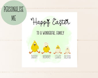 Personalised Easter Card, Family Easter card, Easter Egg, Funny, Cute design, for family, Personalised, Happy Easter.