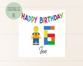 Happy Birthday card, Lego,  for boy, brother, son, nephew, god son, happy 6th birthday 1ST 2ND 3RD 4TH 5TH 7TH 8TH 9TH 10TH