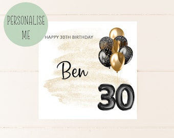 30th birthday card, Personalised birthday card, birthday card, card for him, thirty, birthday card for him, card for man, 30th card for boy