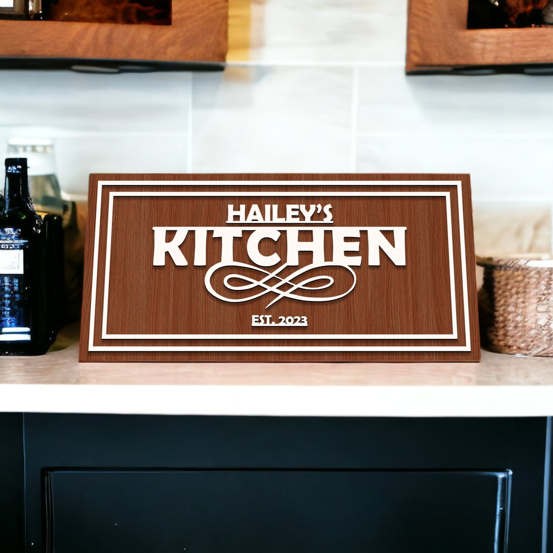 Personalized Kitchen Wood Wall Art Custom Name Sign Wooden Etsy