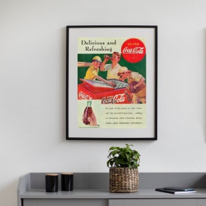 Authentic Framed  1938 Coca-Cola Coke. Vintage ad. Original 1930s ad. Man cave decor. Office decor