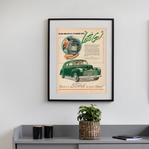 Authentic RARE 1946 Ford Motor Company Ad - Man Cave Picture - Gift for dad - original 1940s ad