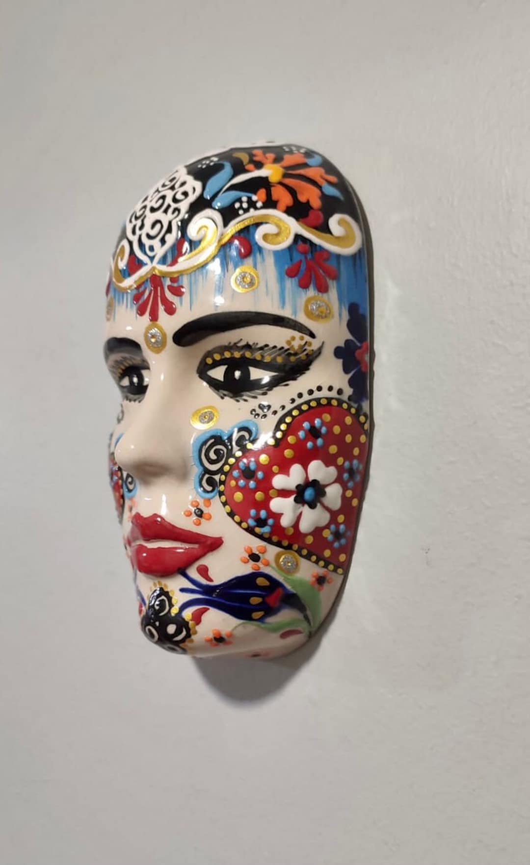 Ceramic Mask Wall Decor, Colourful Wall Decor, Decorative Plate for