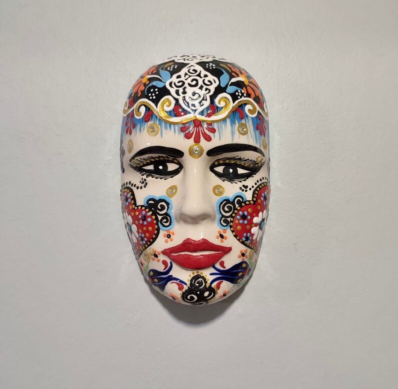 Ceramic Mask Wall Decor, Colourful Wall Decor, Decorative Plate for
