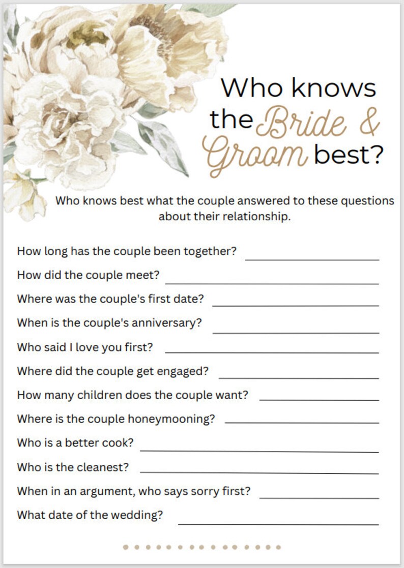 Bridal Shower Party Game Bundle Etsy