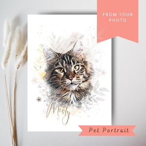 Custom Pet Watercolor Portrait | Detailed Digital Pet Art Download | Personalized Pet Memorial Gift | Pet Painting Downloadable