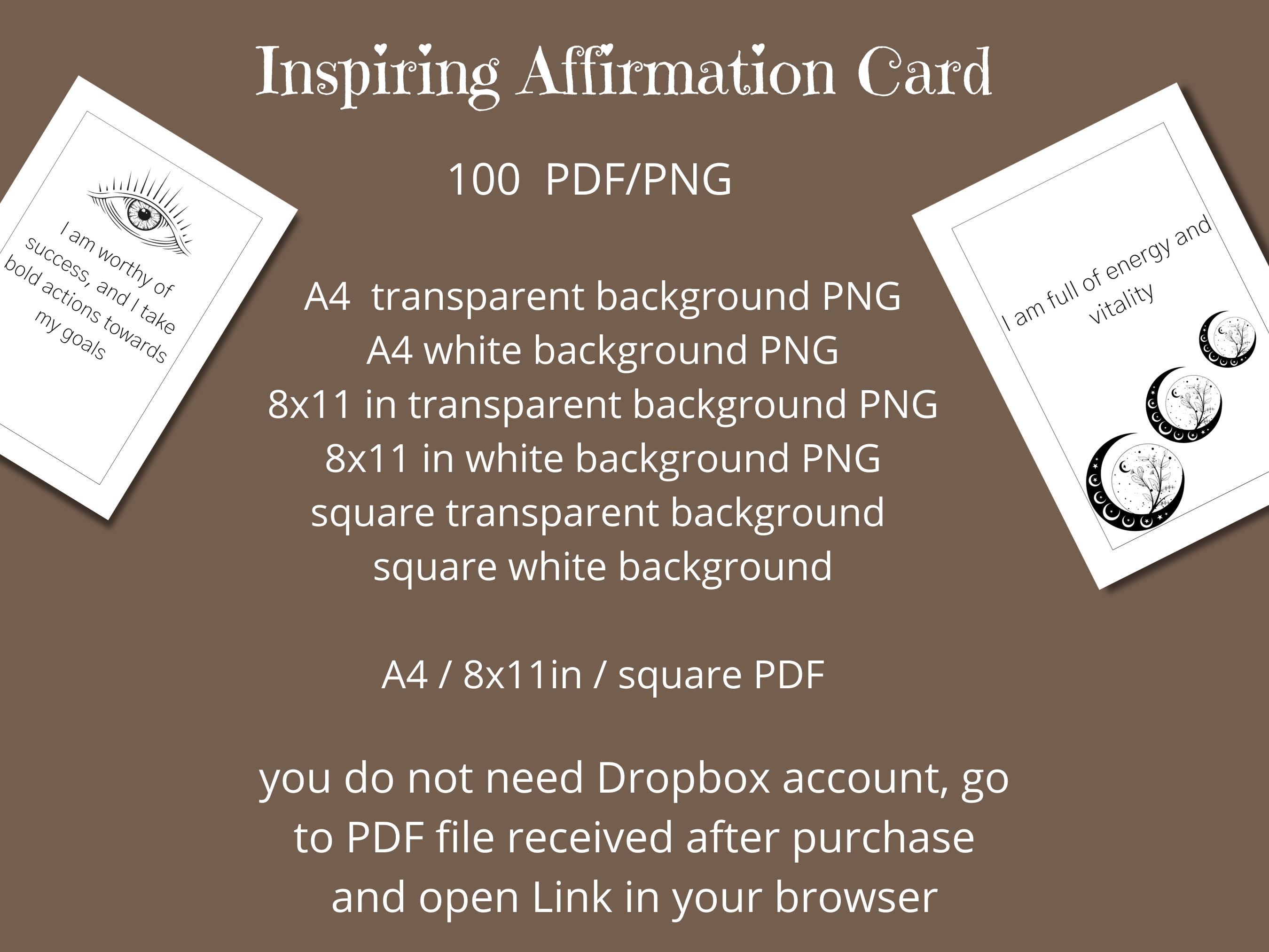 100 Affirmation Cards PDF and PNG Digital Download - Etsy