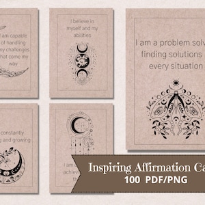 100 carte di affermazione PDF e PNG Download digitale, Affermazioni positive sulla consapevolezza, Citazioni positive Regalo stampabile