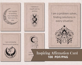 Mindfulness Affirmation Cards: Printable Positive Quotes for Meditation and Self-Encouragement (PDF,PNG)