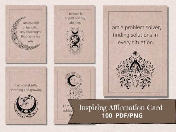 Mindfulness Affirmation Cards: Printable Positive Quotes for Meditation and Self-Encouragement (PDF,PNG)