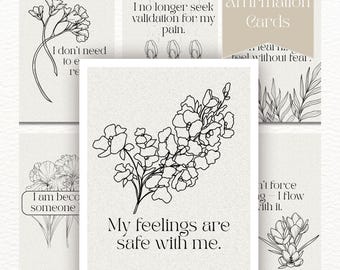 Healing Affirmation Cards: Trauma Recovery, Self-Compassion (Digital Download)