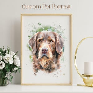 Retrato de mascota personalizado a partir de una foto – Descarga digital o regalo impreso – Impresión artística conmemorativa de perro y gato – Ilustración estética animal