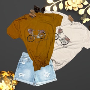 T-shirt -Enjoy the Ride- bicycles and flowers