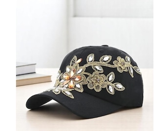 Floral Embroidered Denim Baseball Cap: Women's Summer Fashion