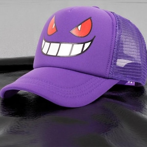Demon-Inspired Baseball Cap, Purple Anime Style Hat, Gift for Anime Lovers