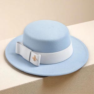 Fedora-bijhoed dames, bruiloft zomerhoed voor haar, platte hoge hoed, cadeau voor haar