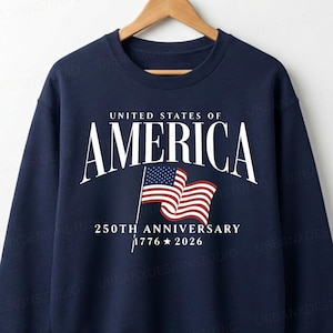 USA 250th Anniversary Sweatshirt, American Flag Sweatshirt, Vintage Style Patriotic Graphic Crewneck, 4th of July Shirt
