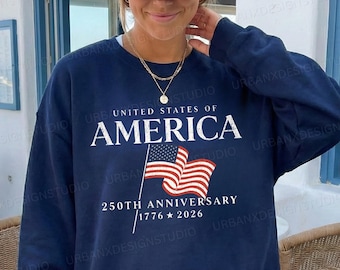 USA 250th Anniversary Sweatshirt, American Flag Sweatshirt, Vintage Style Patriotic Graphic Crewneck, 4th of July Shirt