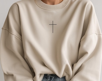 Simple Cross Christian Sweatshirt: Faith-Based Crewneck