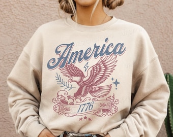 Vintage America Sweatshirt: Patriotic America Graphic Crewneck, USA 250th Anniversary Shirt, Retro 4th of July Pullover