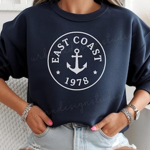 East Coast Sweatshirt, Cute Beachy Sweatshirt, Coastal Summer Shirt, East Coast Sweater, Preppy New England Pullover, Coastal Vacation Shirt