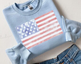 Sweat-shirt avec drapeau américain : col rond à imprimé patriotique des États-Unis, chemise 250e anniversaire des États-Unis, pull du 4 juillet