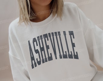 Asheville Sweatshirt: Varsity Style Crewneck, North Carolina Shirt for Men and Women