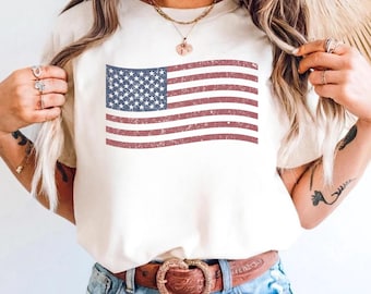 Distressed American Flag Shirt: Patriotic USA Graphic Tee, USA 250th Anniversary Shirt, Retro 4th of July T-Shirt