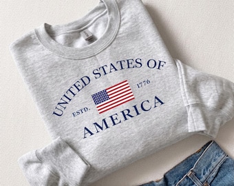 United States of America Sweatshirt: Patriotic USA Graphic Crewneck, USA 250th Anniversary Shirt, 4th of July Pullover
