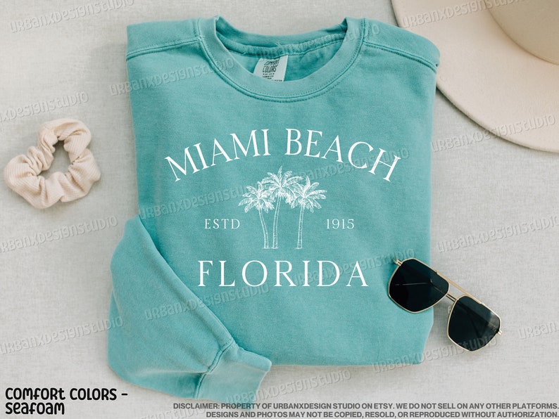 Miami Beach Sweatshirt, Miami Beach Florida, Beachy Sweatshirt, Beachy ...