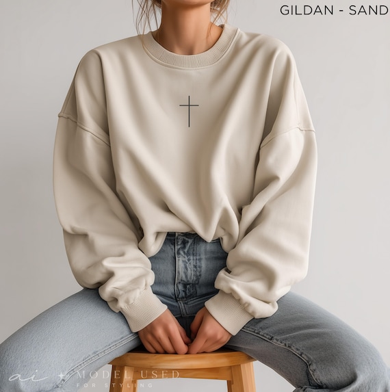 Simple Cross Christian Sweatshirt: Faith-Based Crewneck