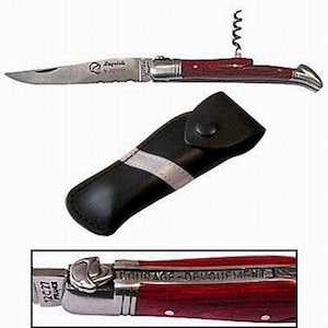 LAGUIOLE SAPEUR POMPIER avec étui cuir et Tire bouchons