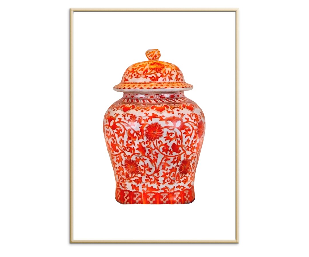 Red Ginger Jar Wall Art Chinese Painting Oriental Art Etsy