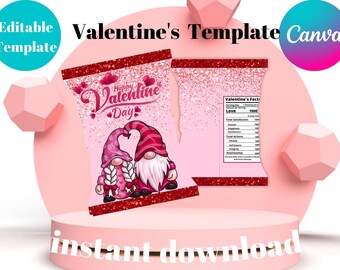 Valentine Chips bag, Valentine's Day Chip Bags, Printable Digital Favors, Instant Download,