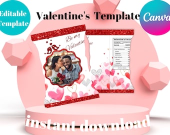 Valentine Chips bag, Valentine's Day Chip Bags, Printable Digital Favors, Instant Download,