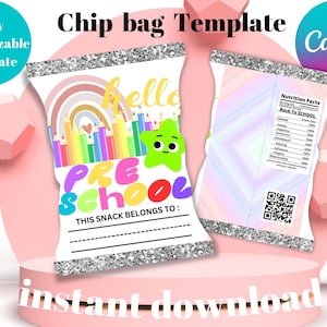 Welcome Back to School Gift from Teacher Welcome Bags | Ready to Edit Chip Bag Template