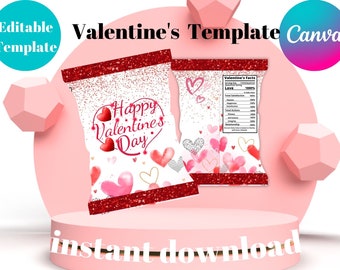 Valentine Chips bag, Valentine's Day Chip Bags, Printable Digital Favors, Instant Download,