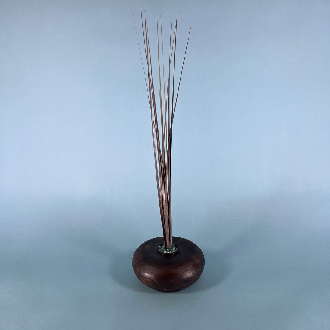 Decorative Wood Vase W/dried Flowers Etsy