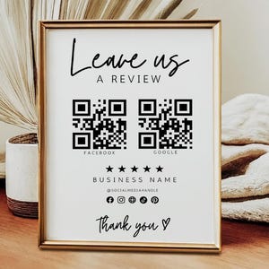 Review QR Code Sign Template, Small Business Review Sign Template, Google Review Sign, Facebook Review Sign, DIY Review Purchase Sign Canva