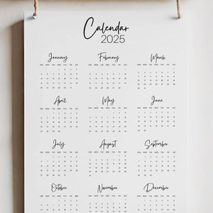 Minimalist Printable Calendar 2025 Monthly Planner 2025, US Letter ...