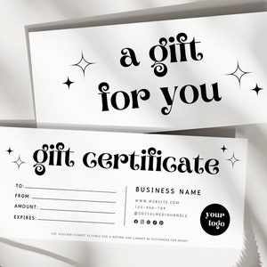 Retro Editable Gift Certificate Template, Printable Gift Voucher, Editable Gift Certificate, Printable Gift Card, Small Business Supplies