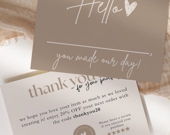 Made our day Editable Business Thank You Card, Small Business Thank You Card Template,  Printable Thank You Card, Thanks  Your Purchasease