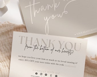 Minimalist Editable Business Thank You Card Thanks For Your Purchase Card, Small Business Thank You Card Template, Printable Thank You Card