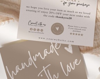 Minimalist Editable Business Thank You Card Thanks For Your Purchase Card, Small Business Thank You Card Template,  Printable Thank You Card
