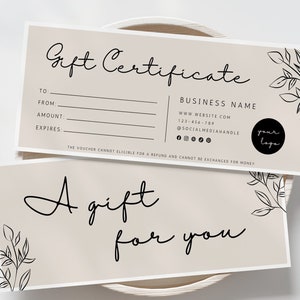 Boho bearbeitbare Geschenkgutscheinvorlage, druckbare Geschenkgutscheine, bearbeitbare Geschenkbescheinigung, druckbare Geschenkkarte, kleine Geschäftsausstattung