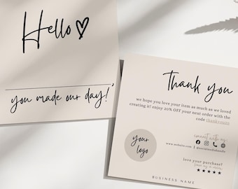 Made our day Editable Business Thank You Card, Small Business Thank You Card Template, Square Printable Card, Thanks Your Purchasease