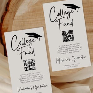 Graduation College Fund Sign Template, Editable Grad Party Sign, QR Code Donation Sign College Fund, DIY Party Decor Photo, Class of 2026