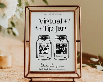 Printable Virtual Tip Jar Venmo Payment Sign, QR Code Sign Template ...